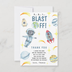 Tarjeta De Agradecimiento Fiesta de Cumpleaños Espacial de Astronauta