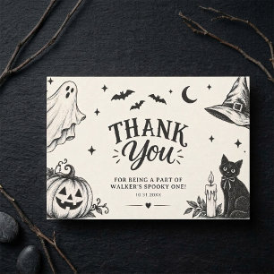 Tarjeta De Agradecimiento Fiesta de cumpleaños espantosa de Halloween modern
