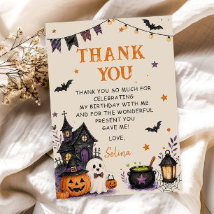 Tarjeta De Agradecimiento Fiesta de Cumpleaños Espeluznante Fantasma de Hall