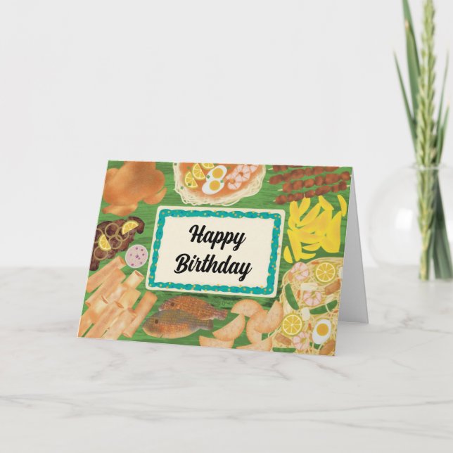 Tarjeta De Agradecimiento Fiesta de cumpleaños filipina Alimento Lumpia Panc (Anverso)