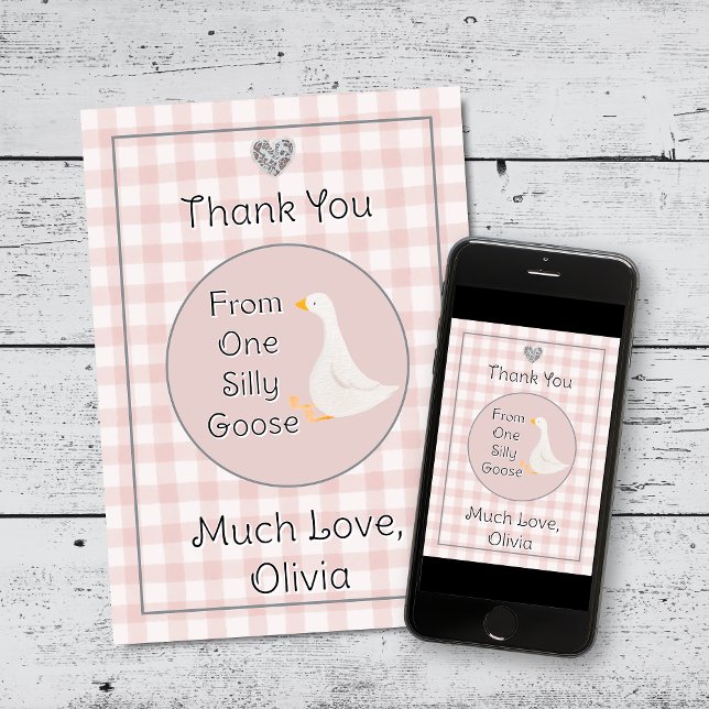 Tarjeta De Agradecimiento Fiesta de cumpleaños gris rosado de un bobo (Girl 1st Birthday Party Thank You Cards)
