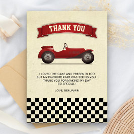 Tarjeta De Agradecimiento Fiesta de Cumpleaños Infantil de Coche de Carreras