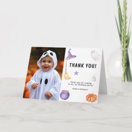 Tarjeta De Agradecimiento Fiesta de cumpleaños infantil Fantasma acuarela