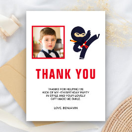 Tarjeta De Agradecimiento Fiesta de cumpleaños infantil Ninja Warrior en fot