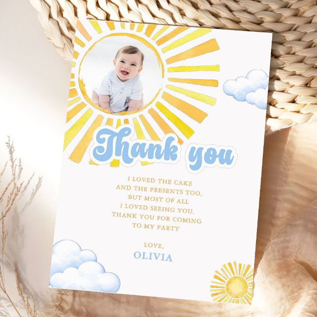Tarjeta De Agradecimiento Fiesta de Cumpleaños Infantil Sol y Nubes  (Subido por el creador)