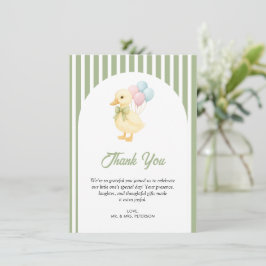 Tarjeta De Agradecimiento Fiesta de Cumpleaños Infantil Tema Pato Rayas Prep