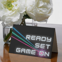 Tarjeta De Agradecimiento Fiesta de Cumpleaños Neon Laser Tag