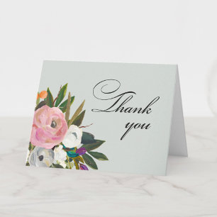 Tarjeta De Agradecimiento Fiesta de Cumpleaños Número 100 con Flores Pintada