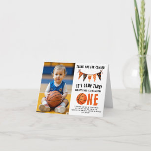 Tarjeta De Agradecimiento Fiesta de cumpleaños número 1 de baloncesto