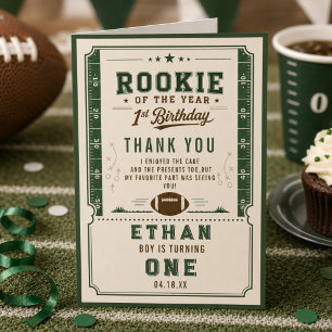 Tarjeta De Agradecimiento Fiesta de cumpleaños número 1 de Football Green No
