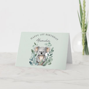 Tarjeta De Agradecimiento Fiesta de cumpleaños número 1 de los niños Koala B