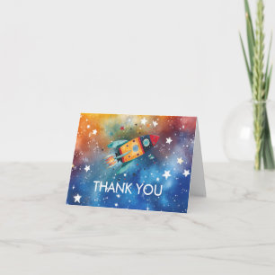 Tarjeta De Agradecimiento Fiesta de cumpleaños número 1 en el espacio Primer