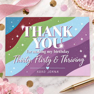 Tarjeta De Agradecimiento Fiesta de cumpleaños número 30 Thirty Flirty & Thr