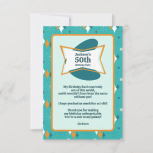 Tarjeta De Agradecimiento Fiesta de cumpleaños número 50 Retro mediados de s
