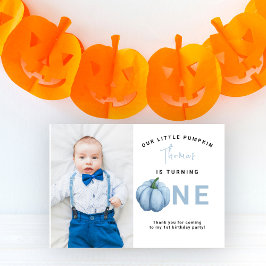 Tarjeta De Agradecimiento Fiesta de cumpleaños número uno de Calabaza Azul A