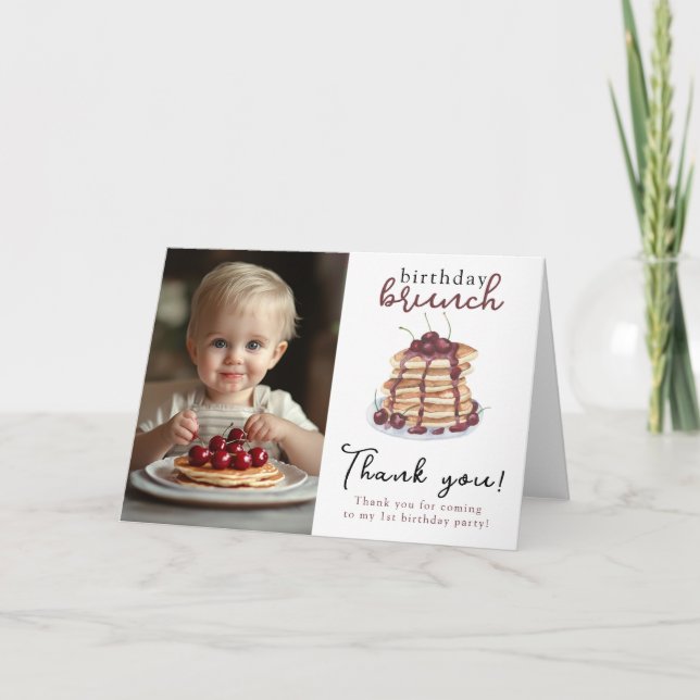 Tarjeta De Agradecimiento Fiesta de cumpleaños número uno Panqueques de acua (Anverso)