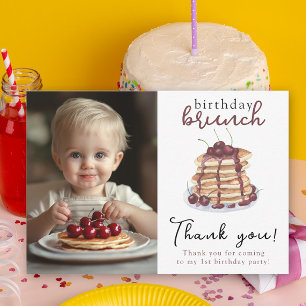 Tarjeta De Agradecimiento Fiesta de Cumpleaños Número Uno Panqueques de Acua