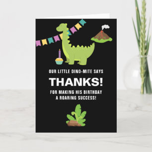 Tarjeta De Agradecimiento Fiesta de cumpleaños número uno temática de dinosa