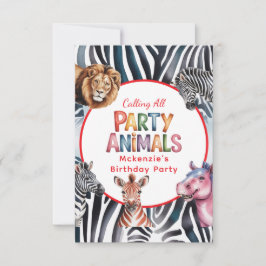 Tarjeta De Agradecimiento Fiesta de Cumpleaños para Niños Animales de Fiesta