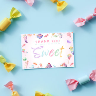 Tarjeta De Agradecimiento Fiesta de Cumpleaños Pastel de Ensueño de Caramelo