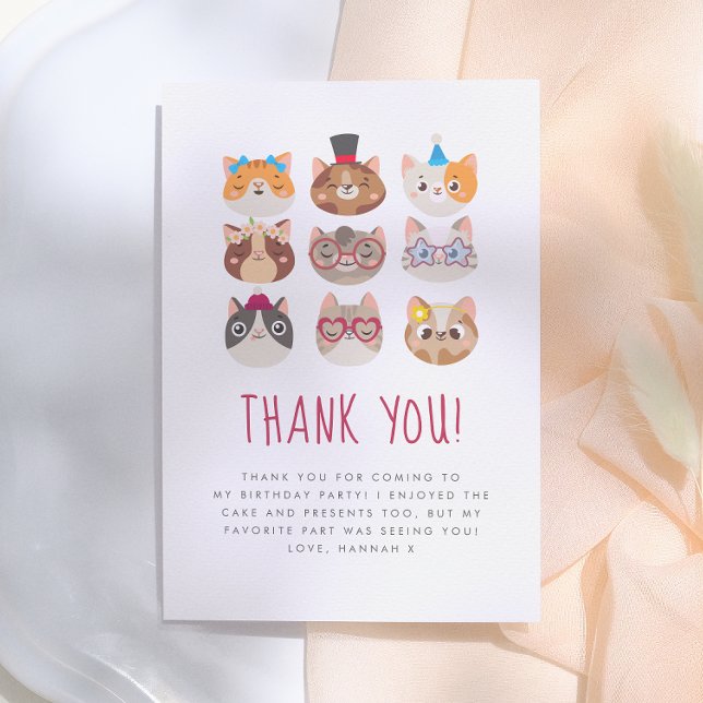 Tarjeta De Agradecimiento Fiesta de cumpleaños perfecta de gatos lindos (Subido por el creador)