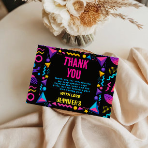 Tarjeta De Agradecimiento Fiesta de cumpleaños personalizada retro neón de l