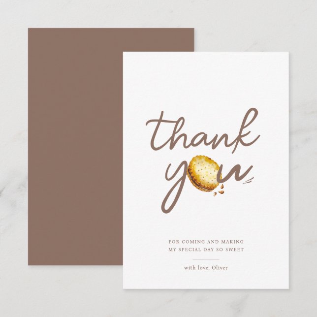 Tarjeta De Agradecimiento Fiesta de Cumpleaños Primera de Milk & Cookies Agr (Anverso / Reverso)