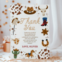Tarjeta De Agradecimiento Fiesta de Cumpleaños Rodeo Vaquero del Oeste
