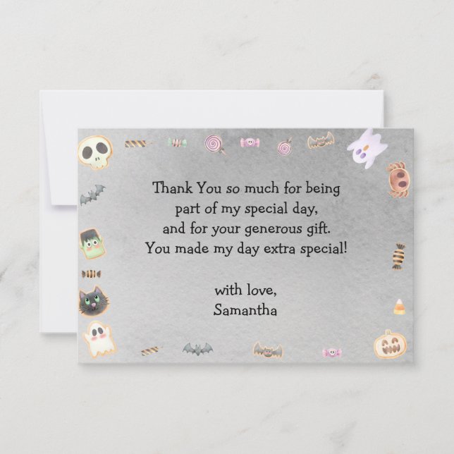 Tarjeta De Agradecimiento Fiesta de cumpleaños Spooktacular para niños (Anverso)