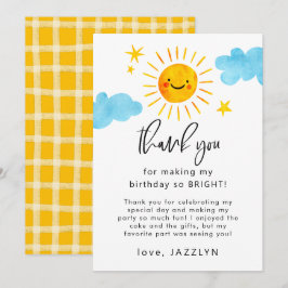 Tarjeta De Agradecimiento Fiesta de cumpleaños Sunshine