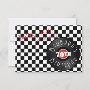 Tarjeta De Agradecimiento Fiesta de cumpleaños temática de Rock N Roll con t