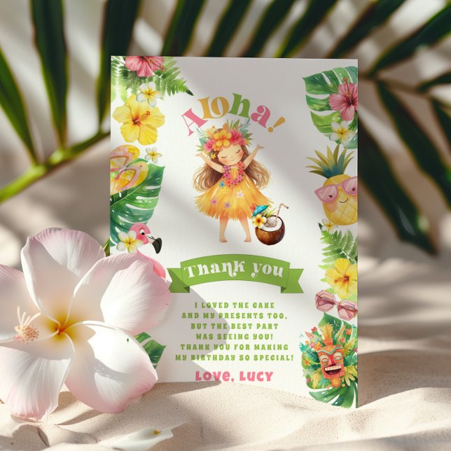 Tarjeta De Agradecimiento Fiesta de cumpleaños tropical Aloha Luau (Subido por el creador)