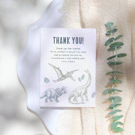 Tarjeta De Agradecimiento Fiesta de cumpleaños verde y azul de los dinosauri