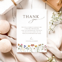 Tarjeta De Agradecimiento Fiesta de cumpleaños vertical con flores silvestre