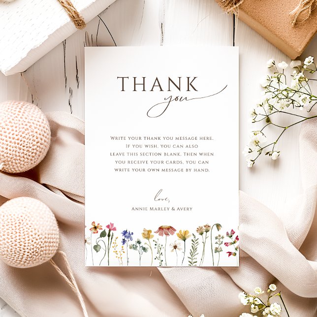 Tarjeta De Agradecimiento Fiesta de cumpleaños vertical con flores silvestre (Subido por el creador)