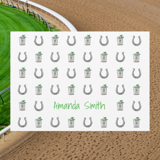 Tarjeta De Agradecimiento Fiesta de Derby elegante con Mint Julep y herradur