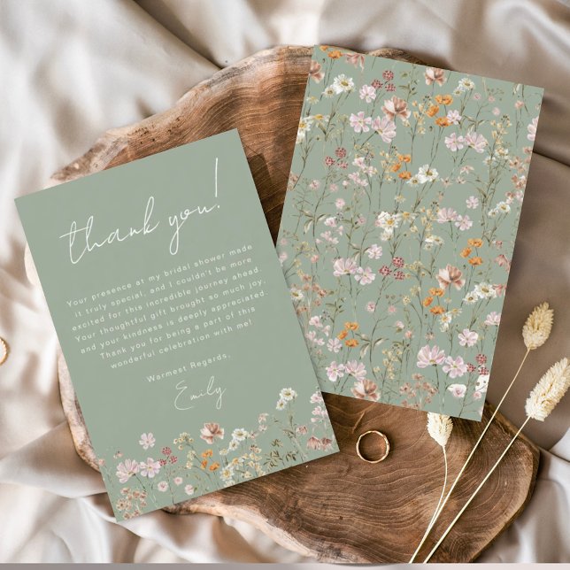 Tarjeta De Agradecimiento Fiesta de Despedida de Soltera Boho de Flores Silv (Subido por el creador)