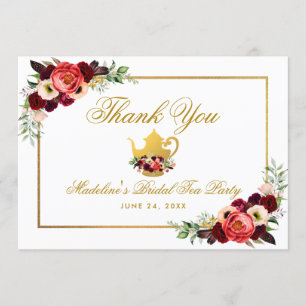 Tarjeta De Agradecimiento Fiesta de Despedida de Soltera Burgundy Boho Graci