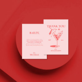 Tarjeta De Agradecimiento Fiesta de Despedida de Soltera con Cócteles Retro