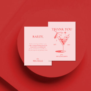 Tarjeta De Agradecimiento Fiesta de Despedida de Soltera con Cócteles Retro