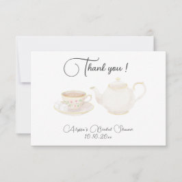 Tarjeta De Agradecimiento Fiesta de Despedida de Soltera con Té de Acuarela
