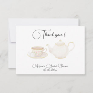 Tarjeta De Agradecimiento Fiesta de Despedida de Soltera con Té de Acuarela 