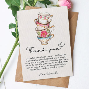 Tarjeta De Agradecimiento Fiesta de Despedida de Soltera con Té Modern Blush