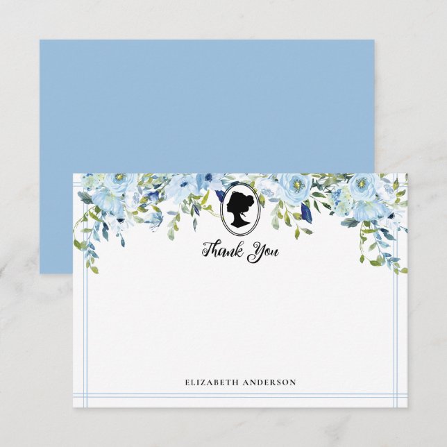 Tarjeta De Agradecimiento Fiesta de Despedida de Soltera de Flores Azules Vi (Anverso / Reverso)