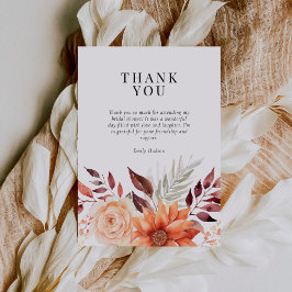 Tarjeta De Agradecimiento Fiesta de Despedida de Soltera Floral de Otoño