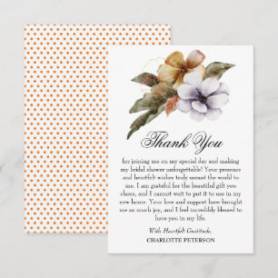Tarjeta De Agradecimiento Fiesta de Despedida de Soltera Floral Otoño