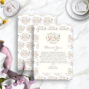 Tarjeta De Agradecimiento Fiesta de Despedida de Soltera Tea Party Wildflowe
