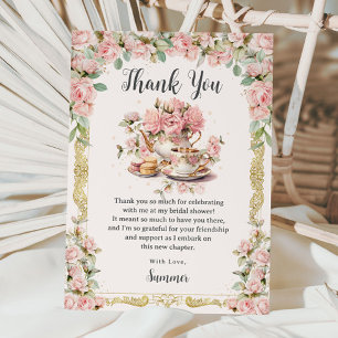 Tarjeta De Agradecimiento Fiesta de Despedida de Soltera Vintage de Té de Al