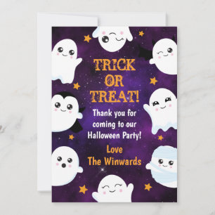Tarjeta De Agradecimiento Fiesta de fantasmas de Halloween