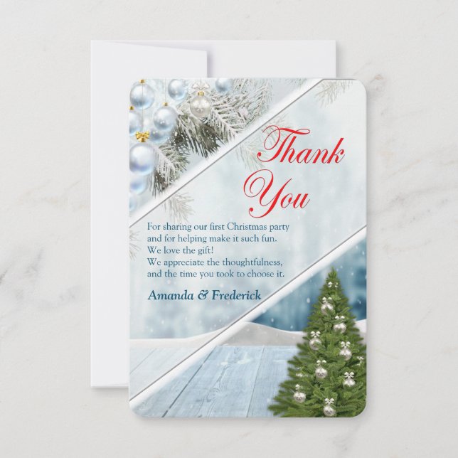 Tarjeta De Agradecimiento Fiesta de feriado de navidades Gracias (Anverso)